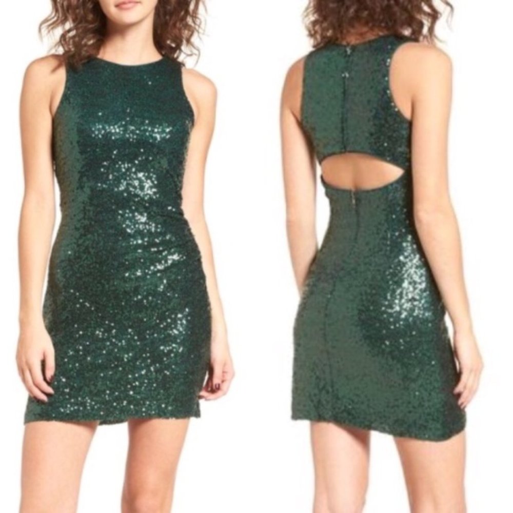 Speechless Green Sequin Cutout Dress - Sz 5
